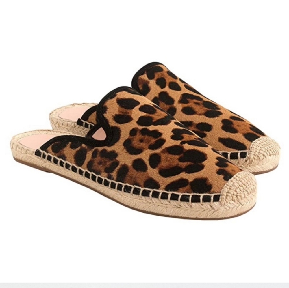 J.CREW Animal Print Hair Calf Espadrille Mule Size 7.5 - Picture 2 of 13
